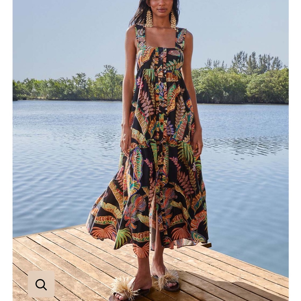 SOLD Farm Rio Black Floral Maxi Dress - size XL